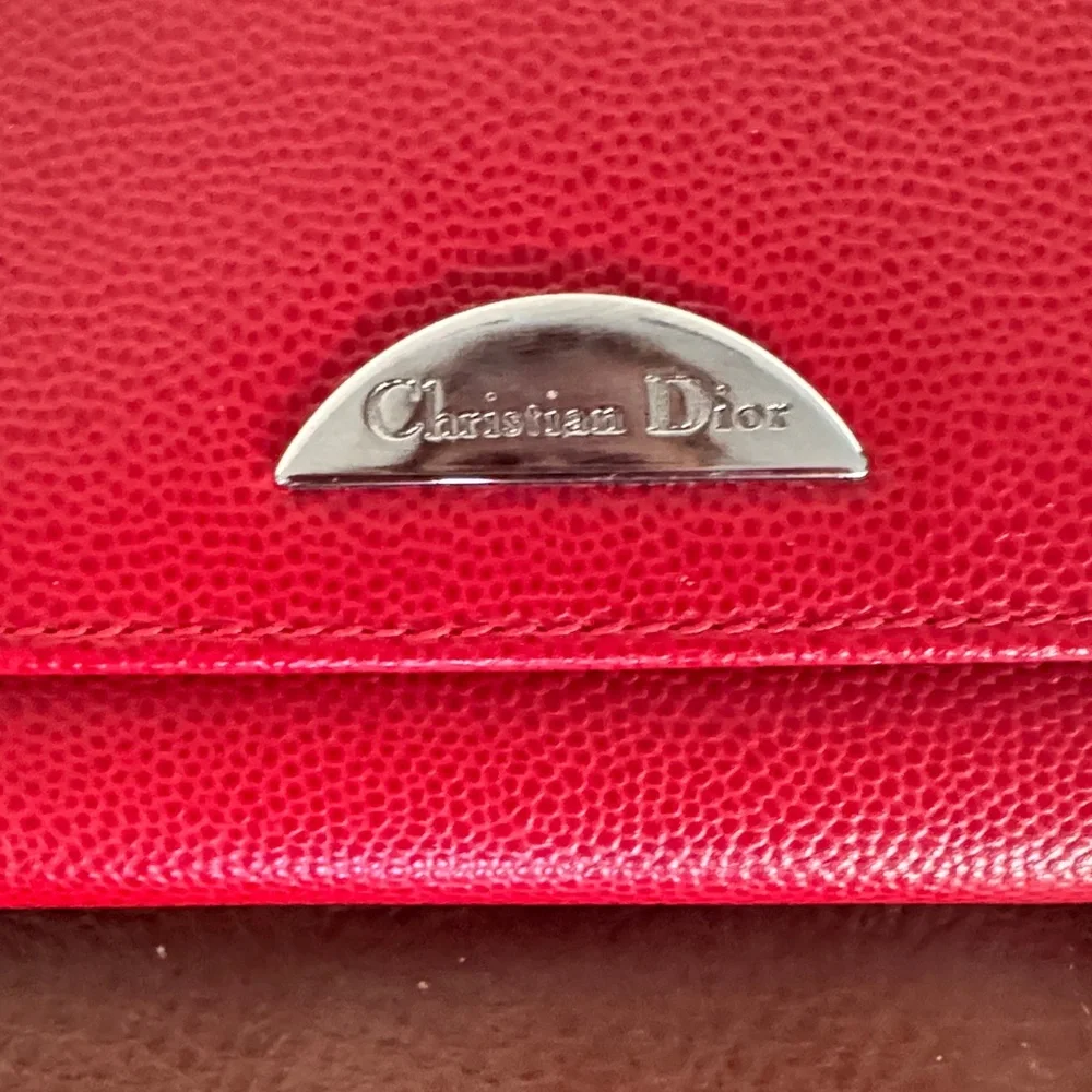 Christian Dior Red Leather Clutch or wallet